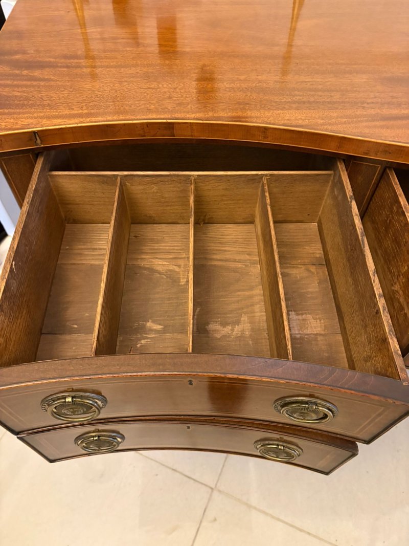 Antique Edwardian Figured Mahogany Serpentine Sideboard - Image 5